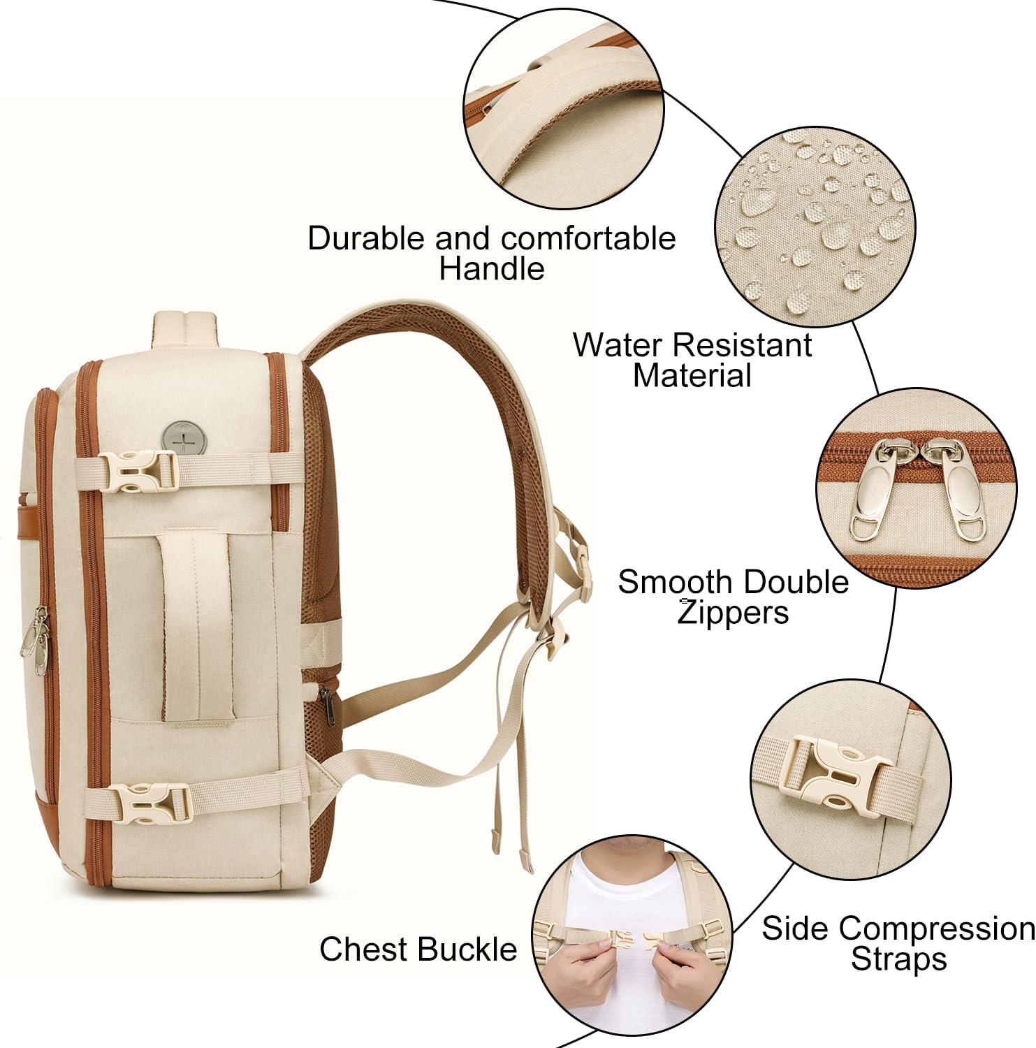 EZUOLA Travel Backpack for Women, Carry On Backpack Flight Approved